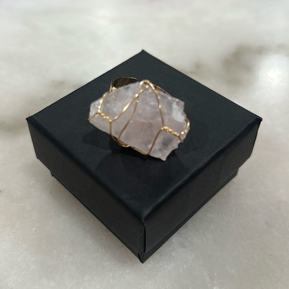 Rose Quartz Hand Wrapped Copper Wire Ring - Picture 5 of 8